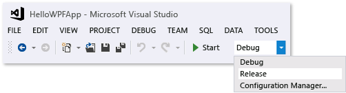 The Standard toolbar with Release selected