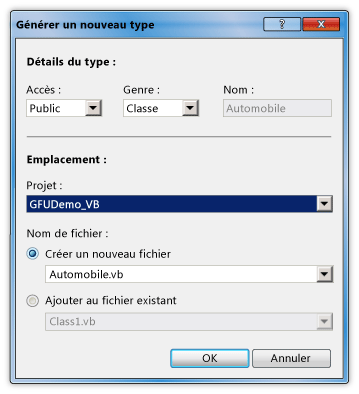 Generate New Type dialog box