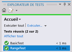 Unit Test Explorer - Range Test passed