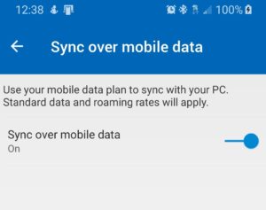 Paramètres de synchronisation sur les données mobiles
