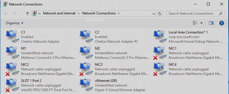 Network connections dialog