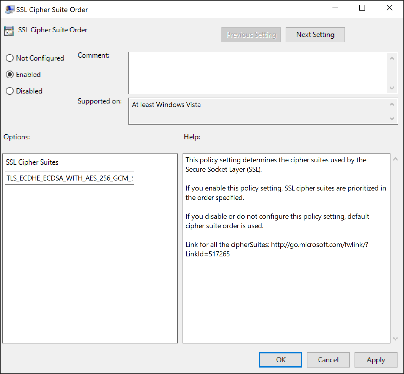 Group Policy setting