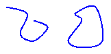 illustration d’une courbe ouverte (trait courbe) et d’une courbe fermée (le contour d’une forme)