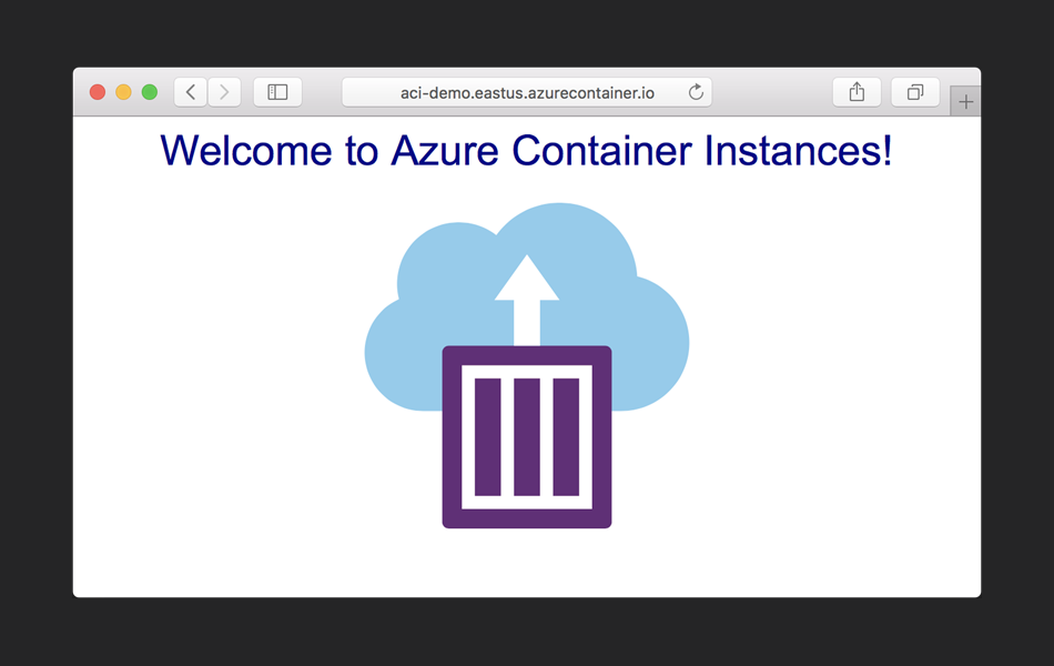 Azure container instances screenshot