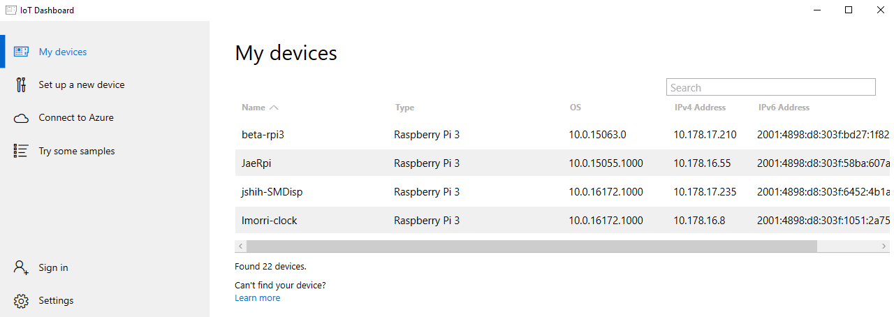 Verify that your device shows up in IoT Dashboard
