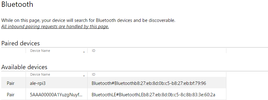 Liste des appareils Bluetooth