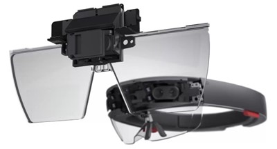 HoloLens a des lentilles holographiques de vue à travers.