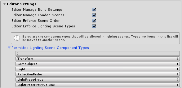 Scene system editor settings