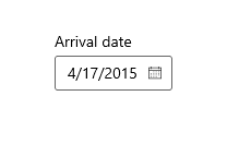 Capture d’écran d’un sélecteur de dates de calendrier rempli avec une étiquette indiquant Calendrier.