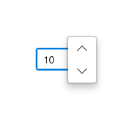 NumberBox avec, sur le côté, deux boutons flottant à un niveau plus élevé : l’un avec une flèche vers le bas et l’autre avec une flèche vers le haut.
