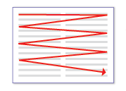 figure de flèche rouge dans le modèle de lecture en zigzag 
