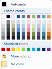 de l’élément dropdowncolorpicker avec l’attribut colortemplate défini sur « themecolors ».
