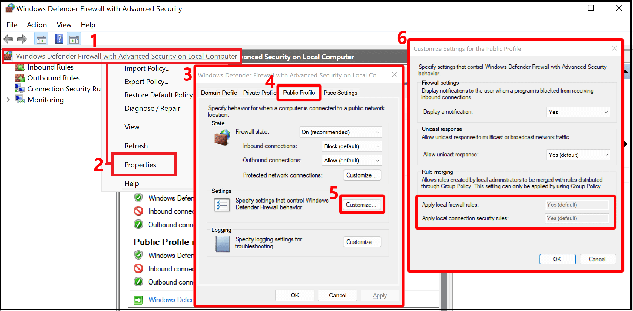 Capture d’écran des paramètres du Pare-feu Windows