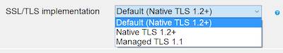 Zone de liste déroulante Implémentation TLS/SSL dans Visual Studio