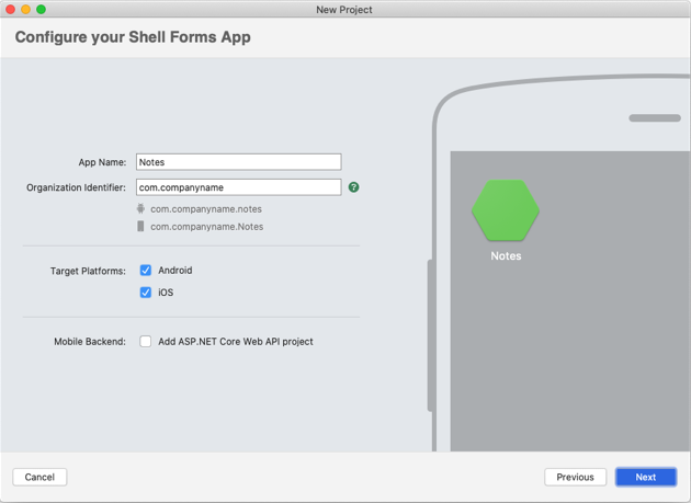 Configurer l’application Shell