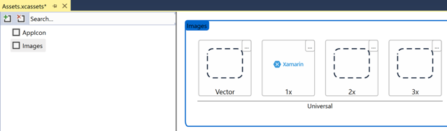 Capture d’écran de l’ensemble d’images contenant une image dans Visual Studio