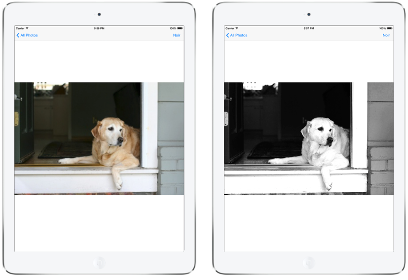 Deux exemples, montrant la photo avant et après l’application du filtre