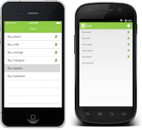 Captures d’écran de l’application Todolist sur iOS et Android
