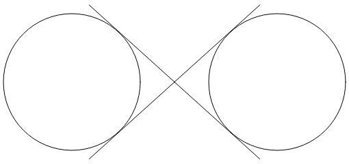 Deux cercles avec des lignes tangentes