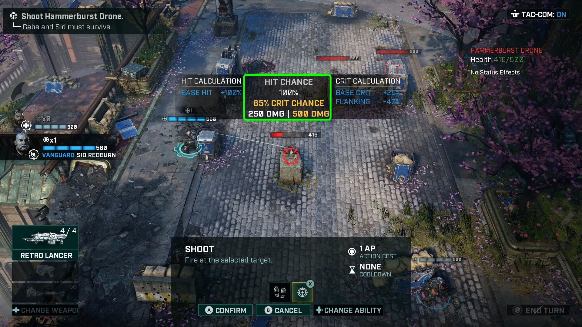 A screenshot of Gears Tactics gameplay user interface.