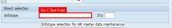 Captura de pantalla da xanela Manter datos mestres de recursos humanos da aplicación SAP Easy Access Na área de selección directa da pantalla está seleccionado o campo Infotipo.