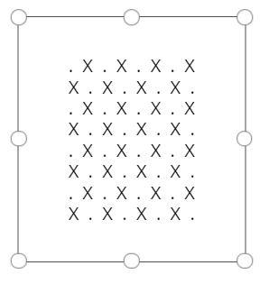 Texto de taboleiro de xadrez mostrado nun control de etiquetas.