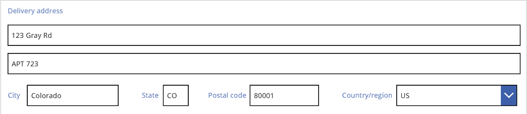 Terceira liña do enderezo de entrega de pedidos de venda colocados de xeito exacto.