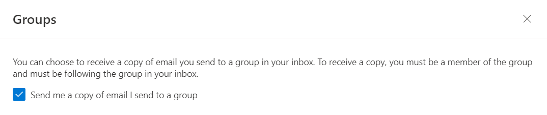 צילום מסך של תיבת הסימון 'שלח לי עותק של דואר אלקטרוני שאני שולח לקבוצה'.