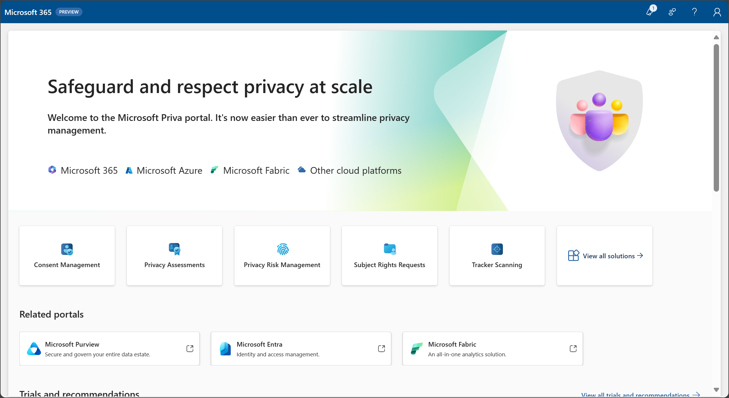 Screenshot of the Microsoft Priva portal.