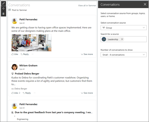 Image of the Yammer web part