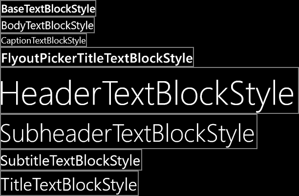 system textblock styles for windows 10 apps