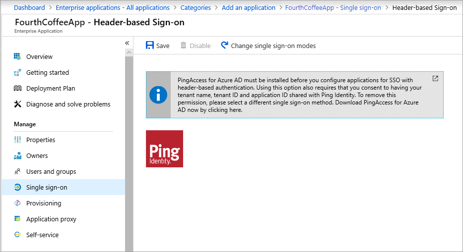 Fejlécalapú bejelentkezési képernyő és PingAccess megjelenítése