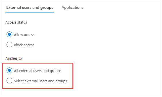 Képernyőkép a célfelhasználók és csoportok kiválasztásáról.