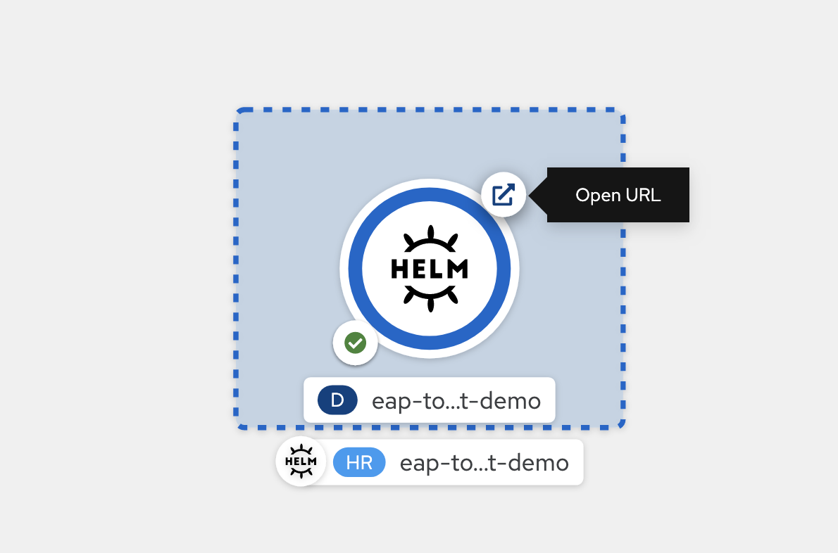 Képernyőkép az OpenShift-konzol megnyitott alkalmazásáról.