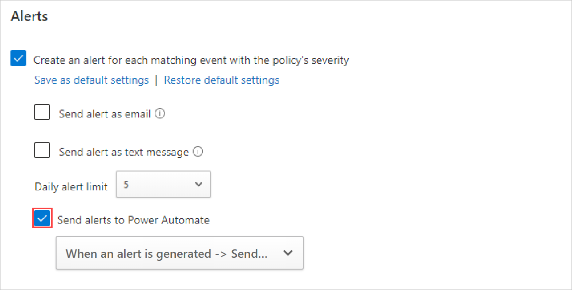 Enable Power Automate in Defender for Cloud Apps portal.