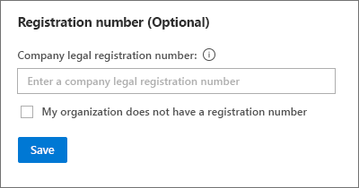 Képernyőkép a nem kötelező regisztrációs szám mezőről.