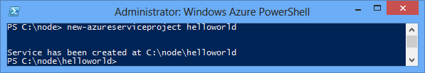 A New-AzureService helloworld parancs eredménye