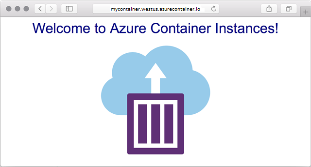 Az Azure Container Instances használatával üzembe helyezett alkalmazás képe a böngészőben