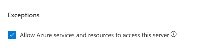 Képernyőkép a tűzfalszabályokról – Az Azure-erőforrások hozzáférésének engedélyezése.