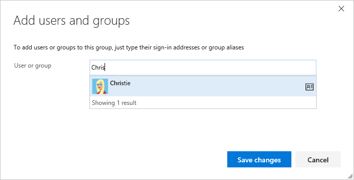 Képernyőkép a Felhasználók és csoportok hozzáadása párbeszédpanelről.