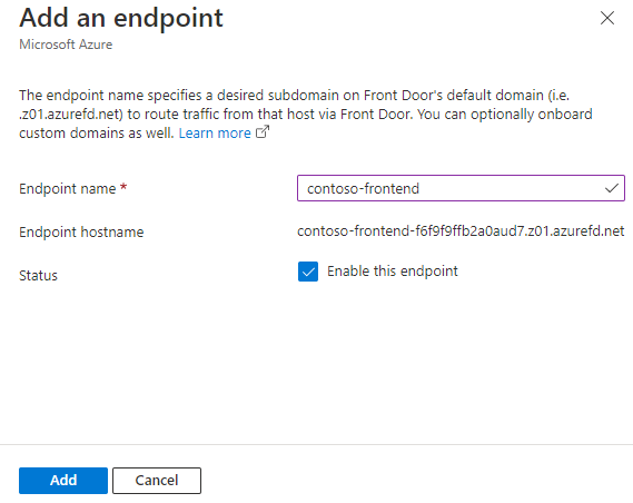 Screenshot of add an endpoint.