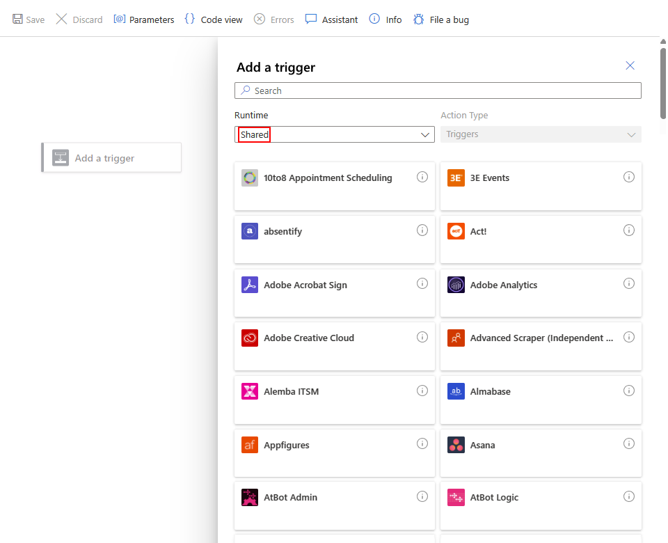 Képernyőkép Azure Portal, a Standard logikai alkalmazás tervezője üres munkafolyamattal és 