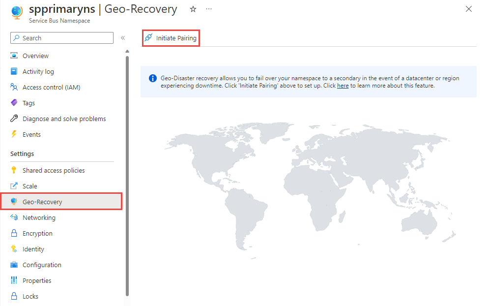 Képernyőkép a Geo-recovery oldalról, amelyen a Párosítás kezdeményezése hivatkozás van kiválasztva.