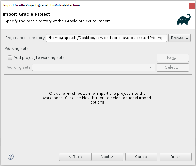 Gradle-projekt importálása az Eclipse-be