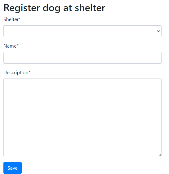 Screenshot of the form that uses Bootstrap.