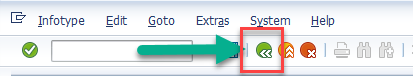 Képernyőkép a Vissza gombról a SAP Easy Access címek létrehozása ablakában.