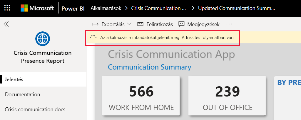 Crisis Communication Presence Report app refresh in progress