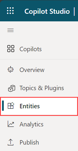 Go to the Entities tab.