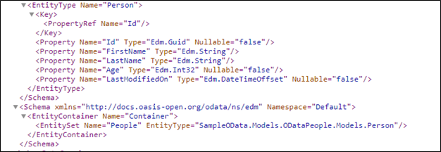 OData külső adatforrás, 2. XML-rész.