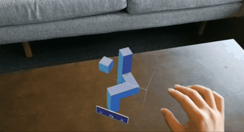 HoloLens-nézet egy objektum határolókereten keresztüli skálázására